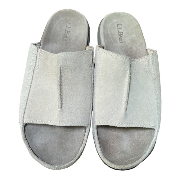 LL Bean Light Gray Suede Leather Slide Slip-On Mule Sandals Women’s 8.5 - Picture 5 of 12